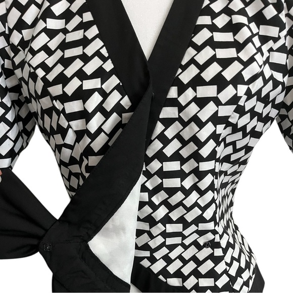 Vintage David Warren Saks Fifth Avenue Size M Black White Structured Bow Jacket - Picture 8 of 12